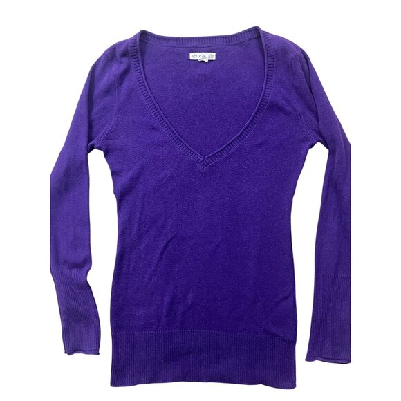 Aeropostale Y2K Long Sweater Womens Large Purple V-Neck Grunge Preppy Skater 00s - Picture 1 of 9